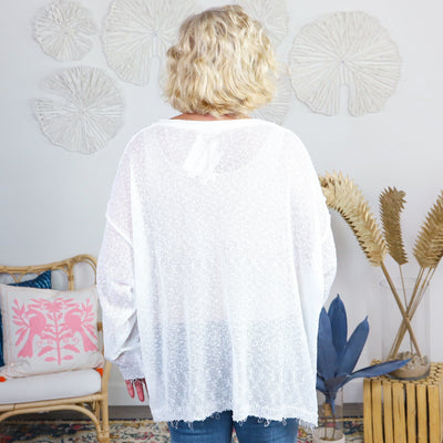 terry knit exposed hem top