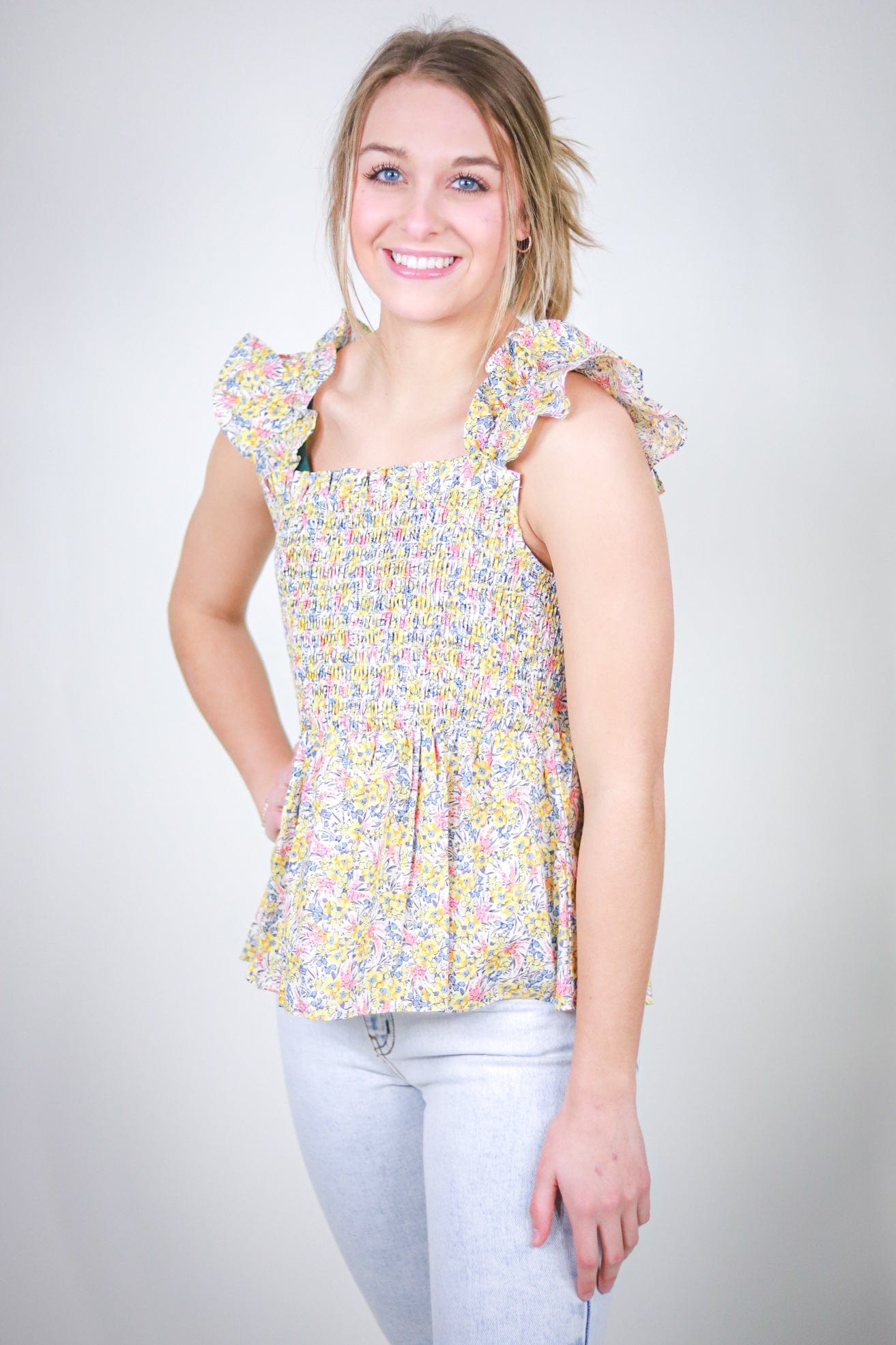 Ditsy Floral Smocked Top