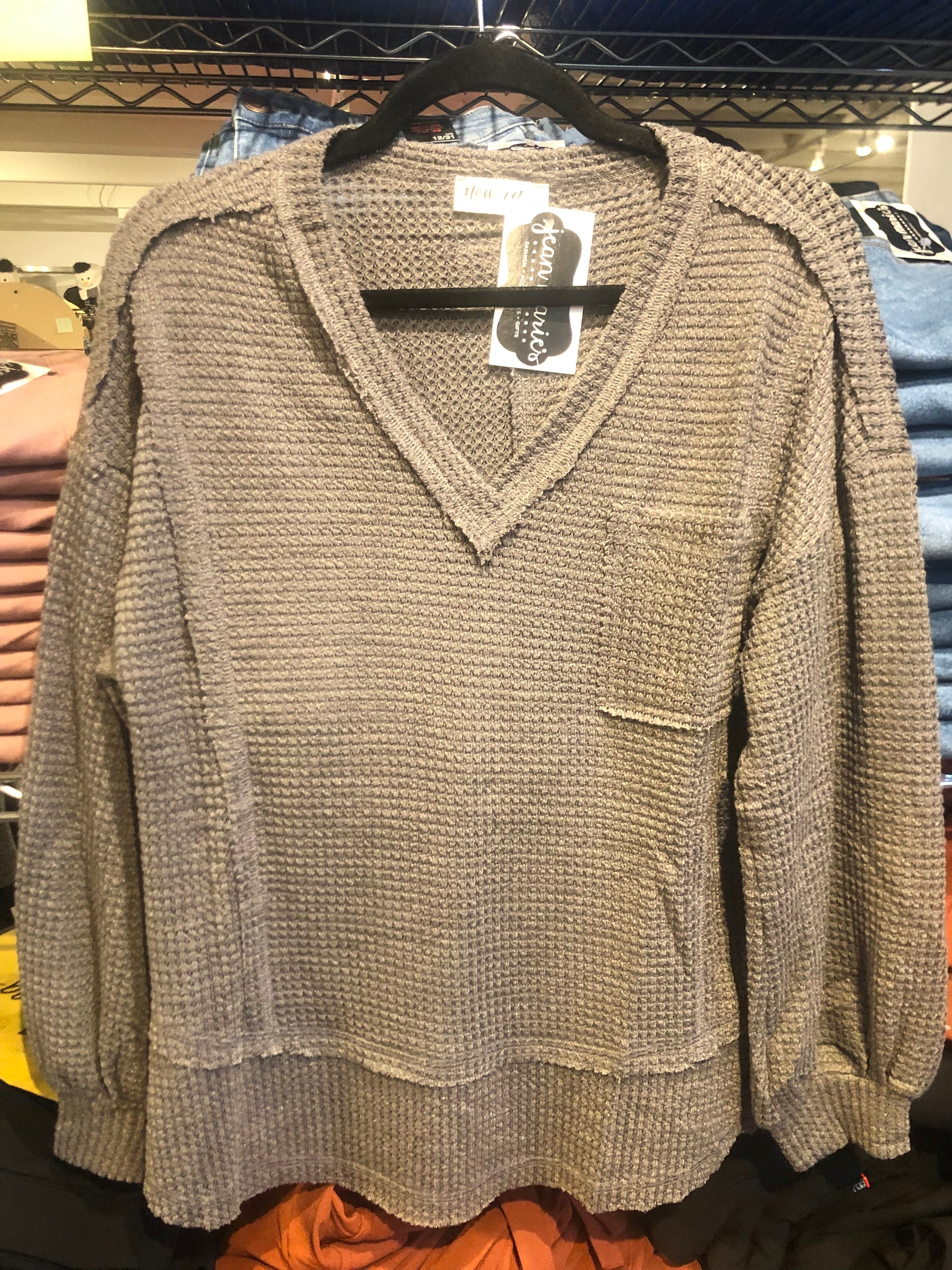 Charcoal Waffle VNeck Longsleeve