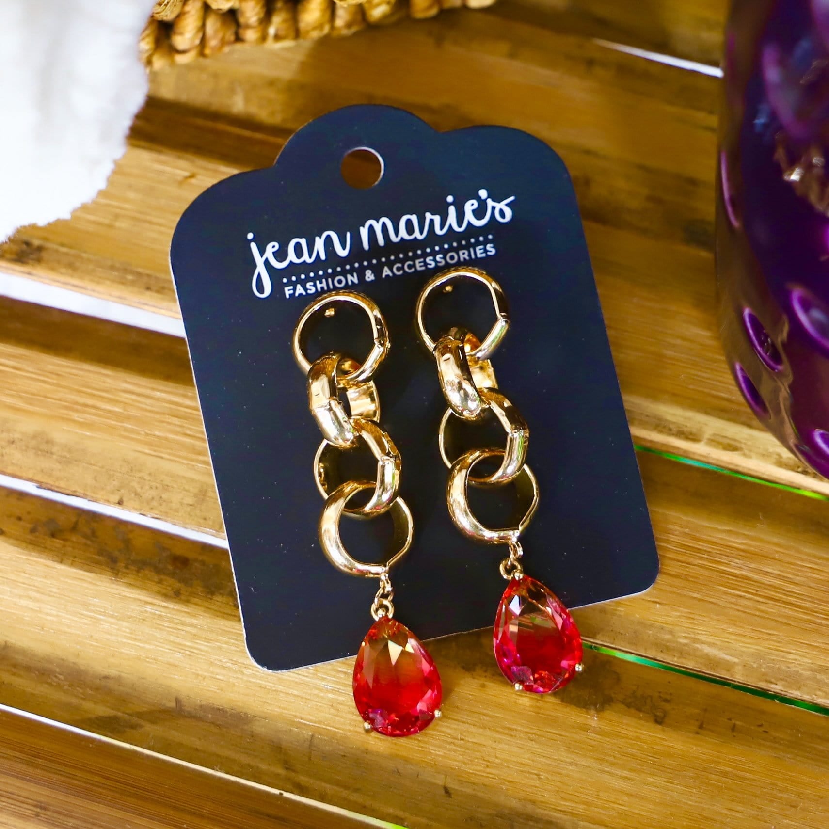 Fuchsia Stone Dangle Earring