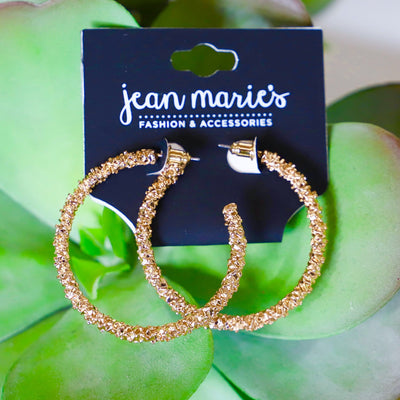 Gold Texture Hoop Earring