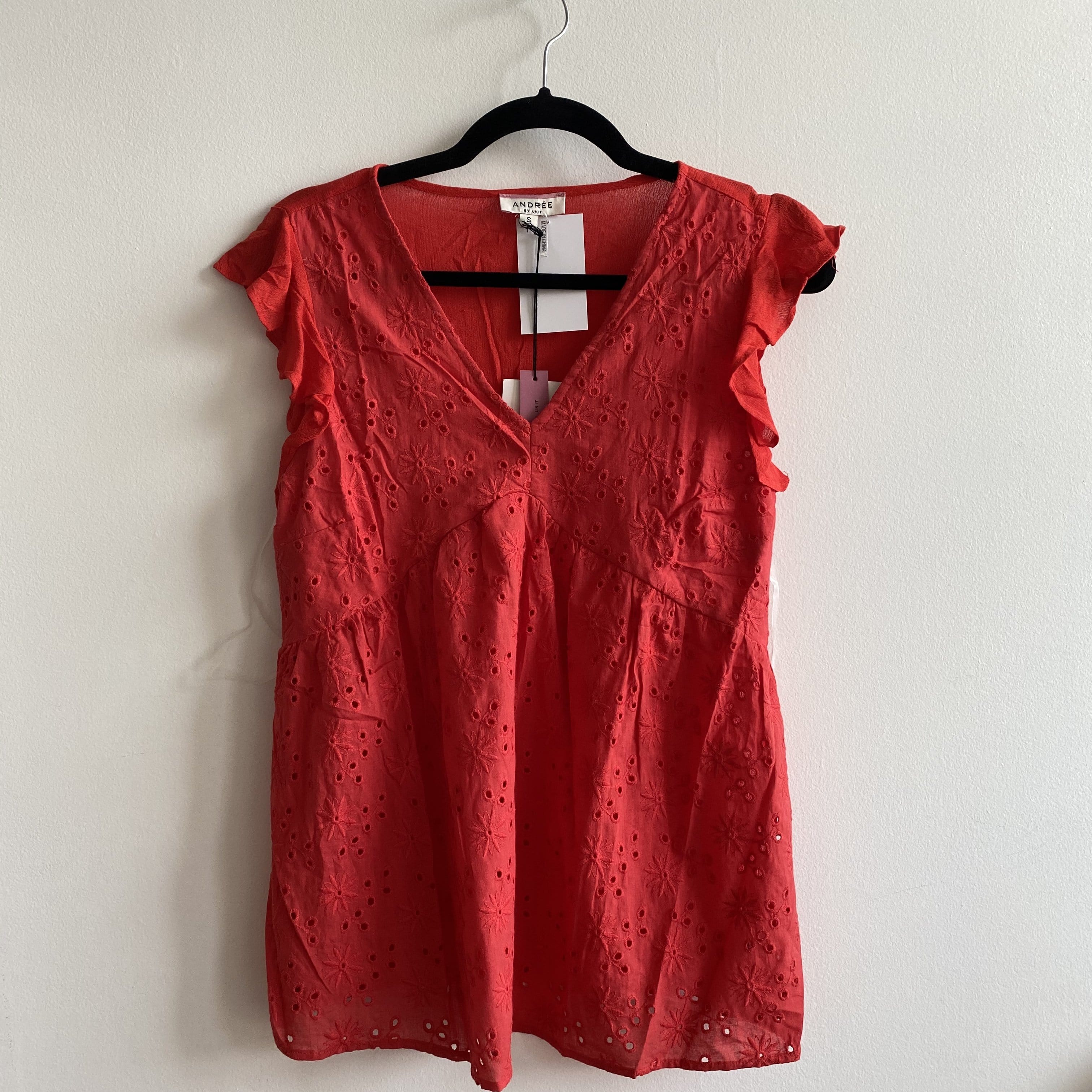 Eyelet Flutter Sleeve Top