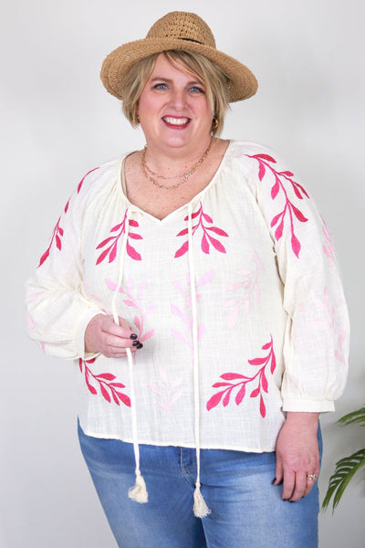 Pink & Ivory Embroidered Top