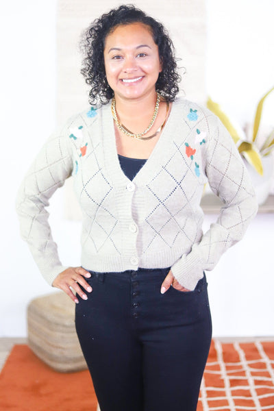 Embroidered Crop Cardigan
