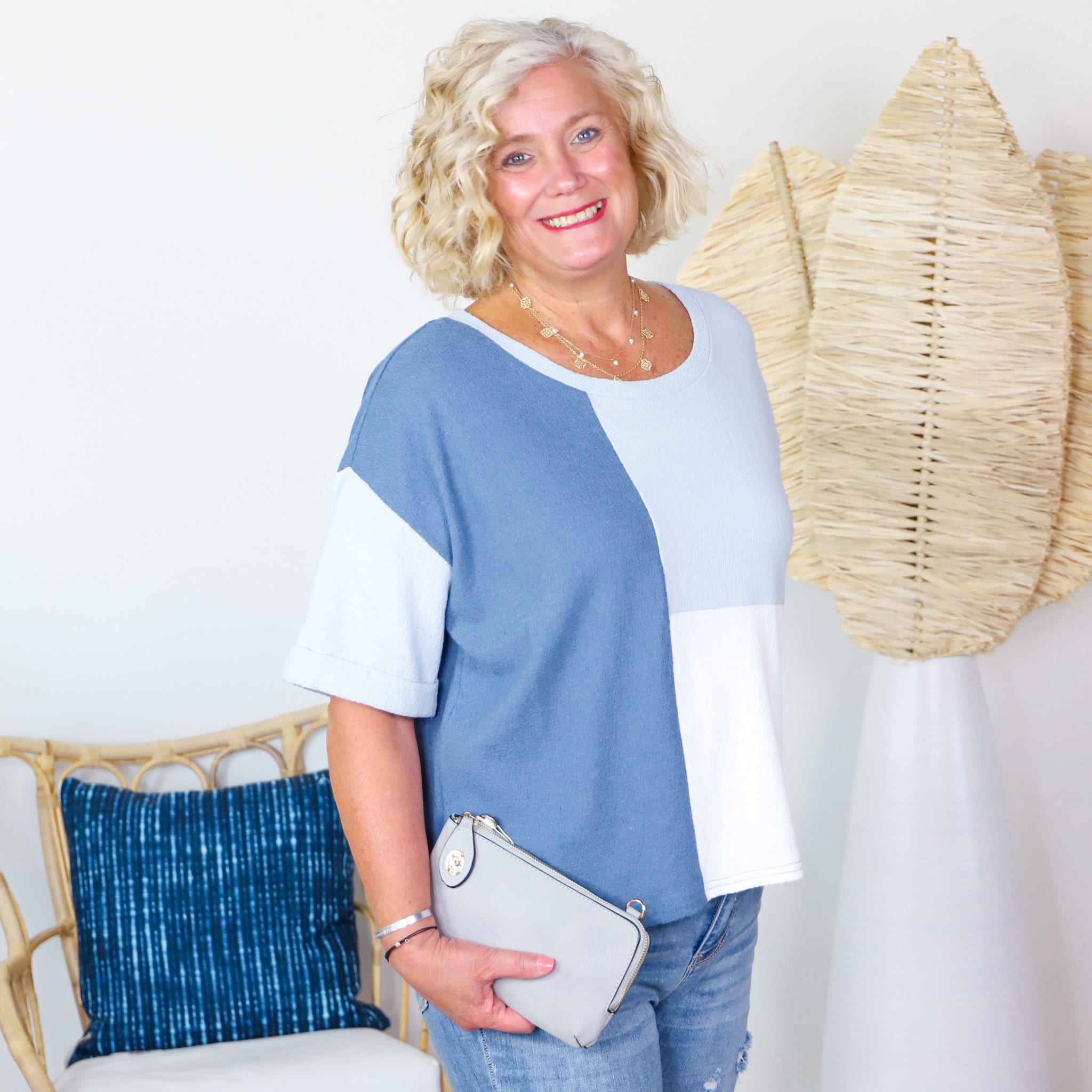 Navy Modern Block Top