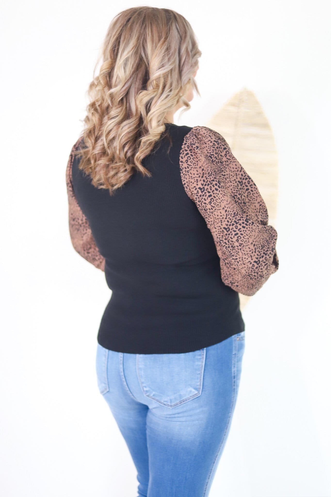 Black Animal Print Sleeve Sweater