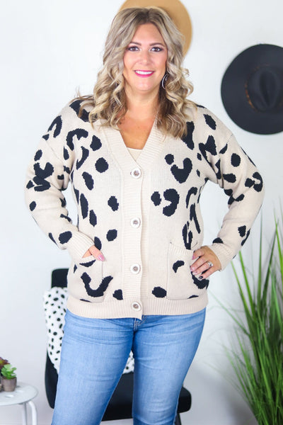 Leopard Print Knit Cardigan