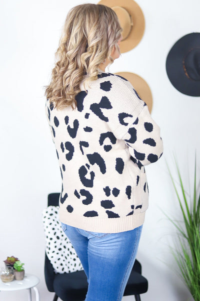 Leopard Print Knit Cardigan