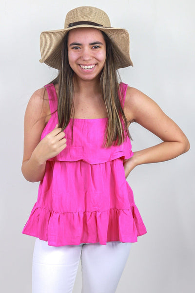 Hot Pink Flow Tank w/Decorative Straps