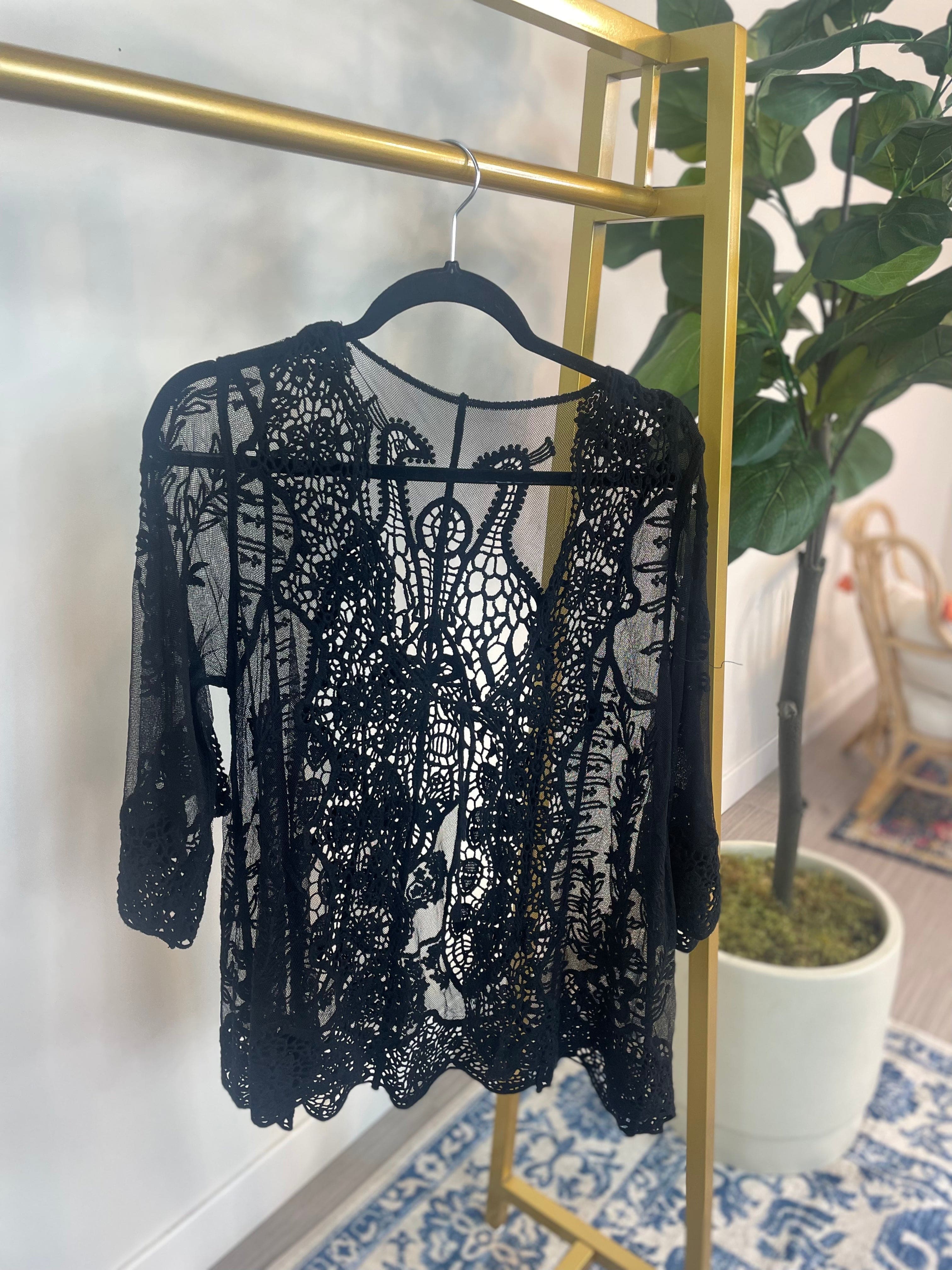 Black Lace & Crochet Kimono