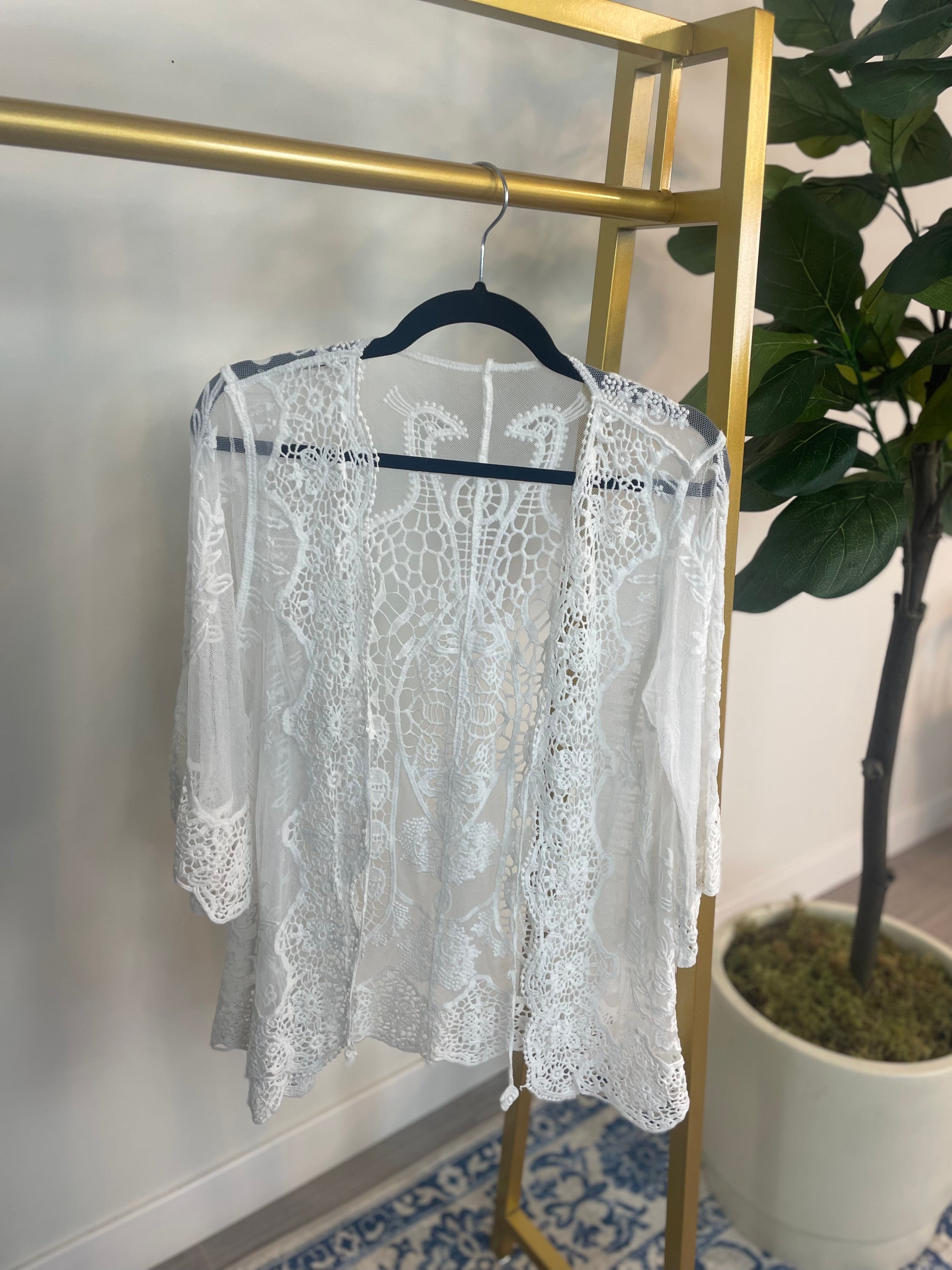 White Lace & Crochet Kimono