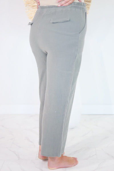 Faded Sage Mineral Washed Gauze Pants