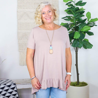 Solid Ruffle HI-Low Hem Top