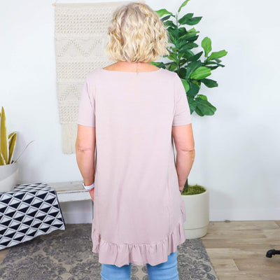 Solid Ruffle HI-Low Hem Top
