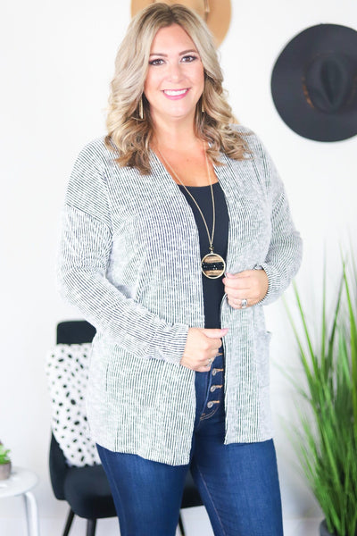 Black and White Thin Stripe Cardigan