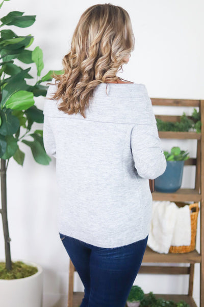 Grey Off Shoulder Sweater