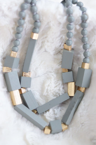 Wood Geo Layer Necklace