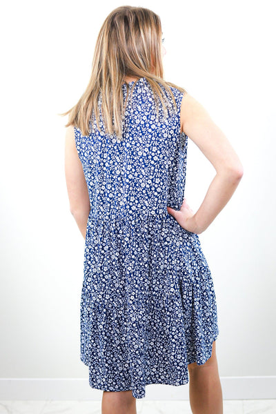 Navy Mini Floral Swing Dress