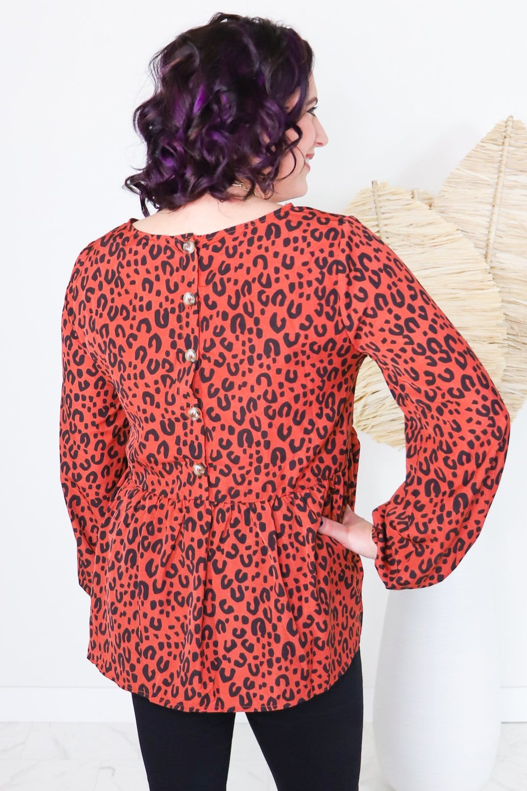 Button Back Animal Print Top