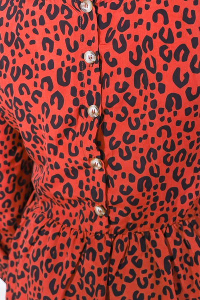 Button Back Animal Print Top