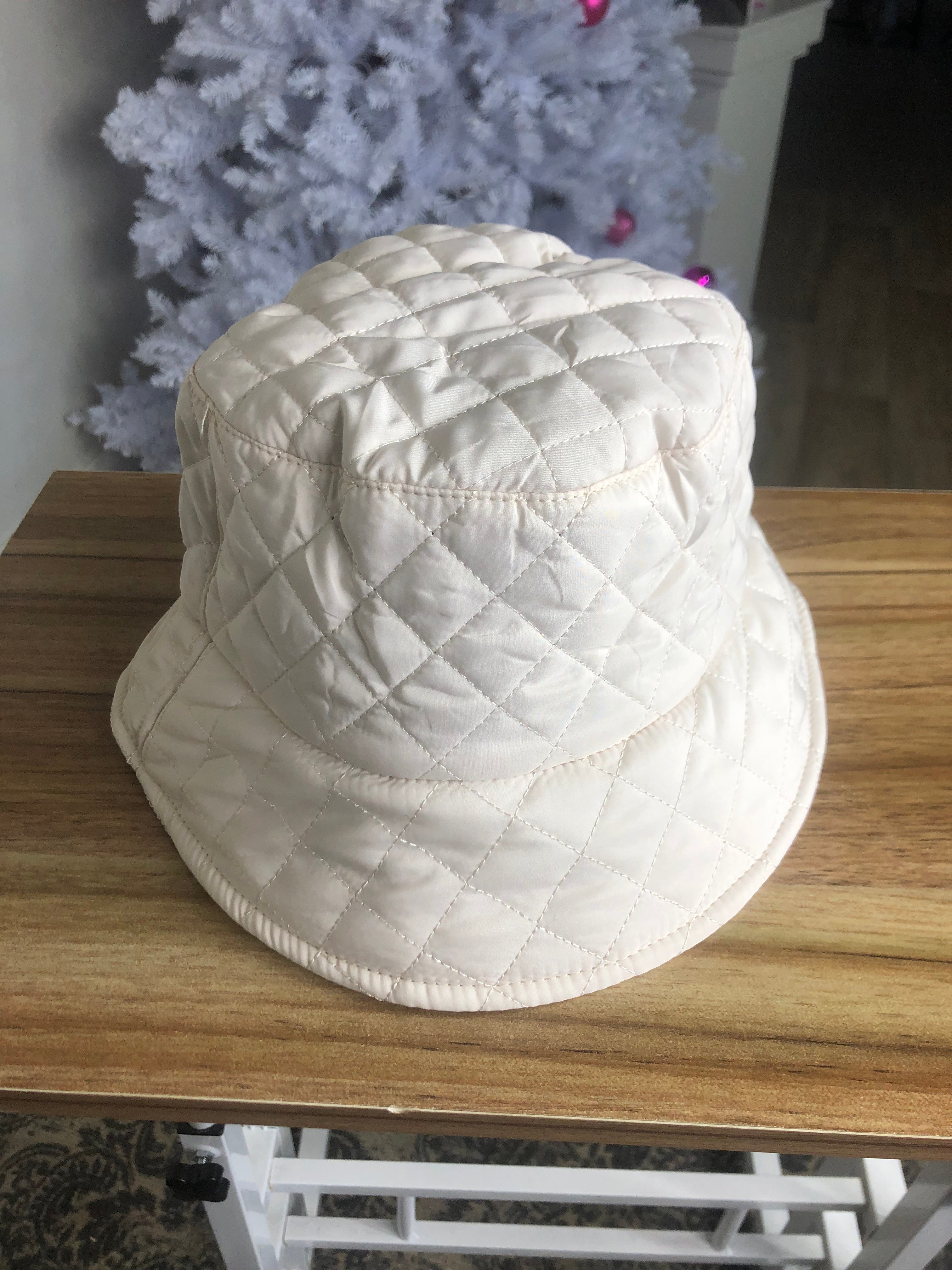 Ivory Quilted Bucket Hat