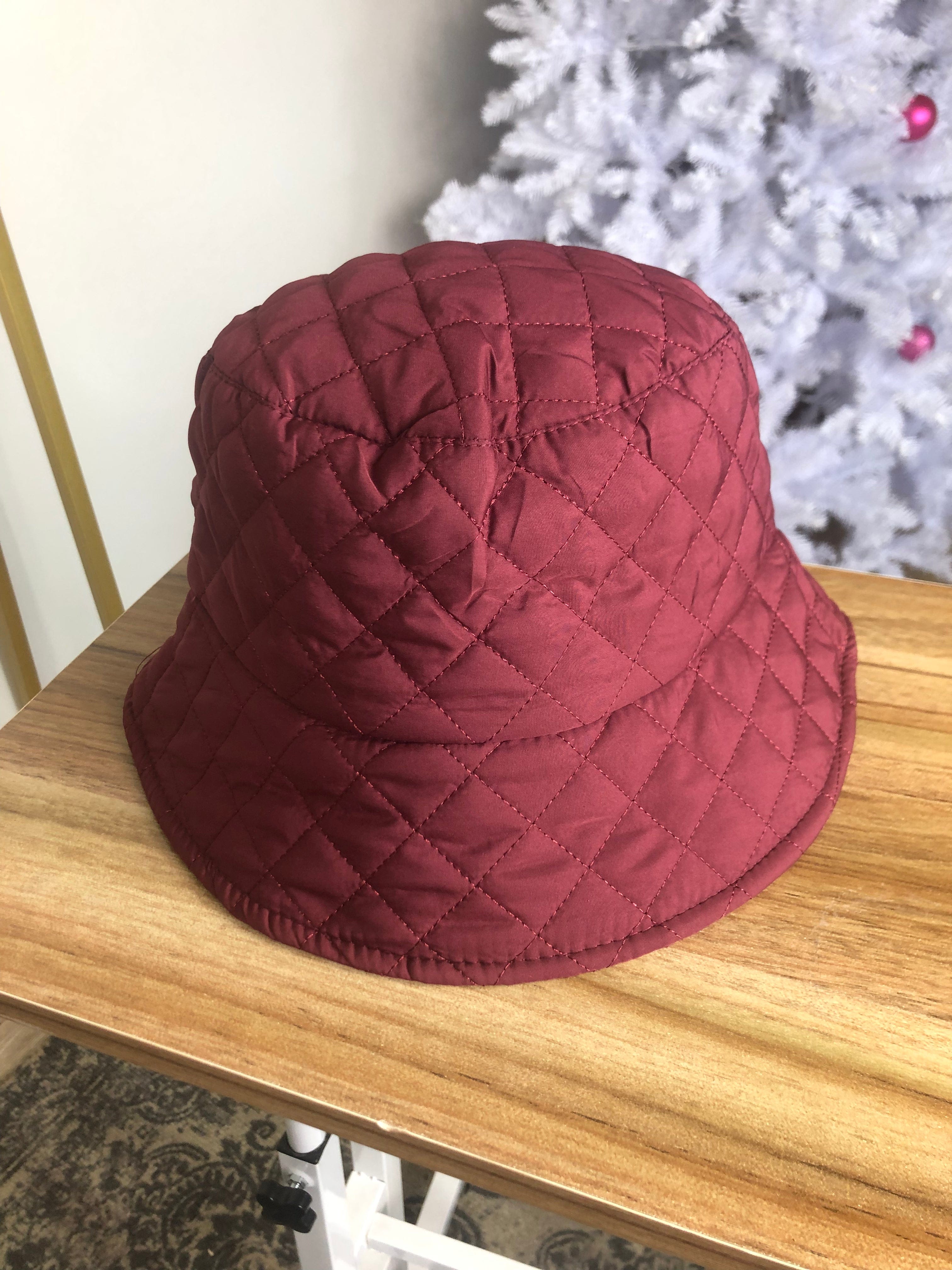 Burgundy Quilted Bucket Hat