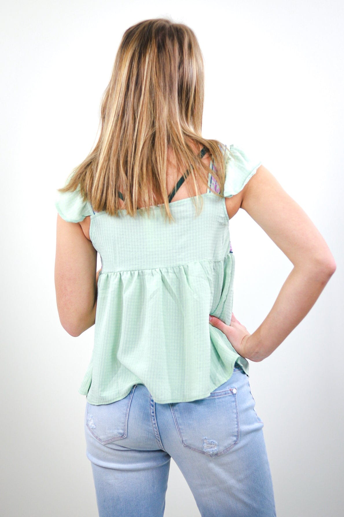 Dusty Mint Embroidered Tank