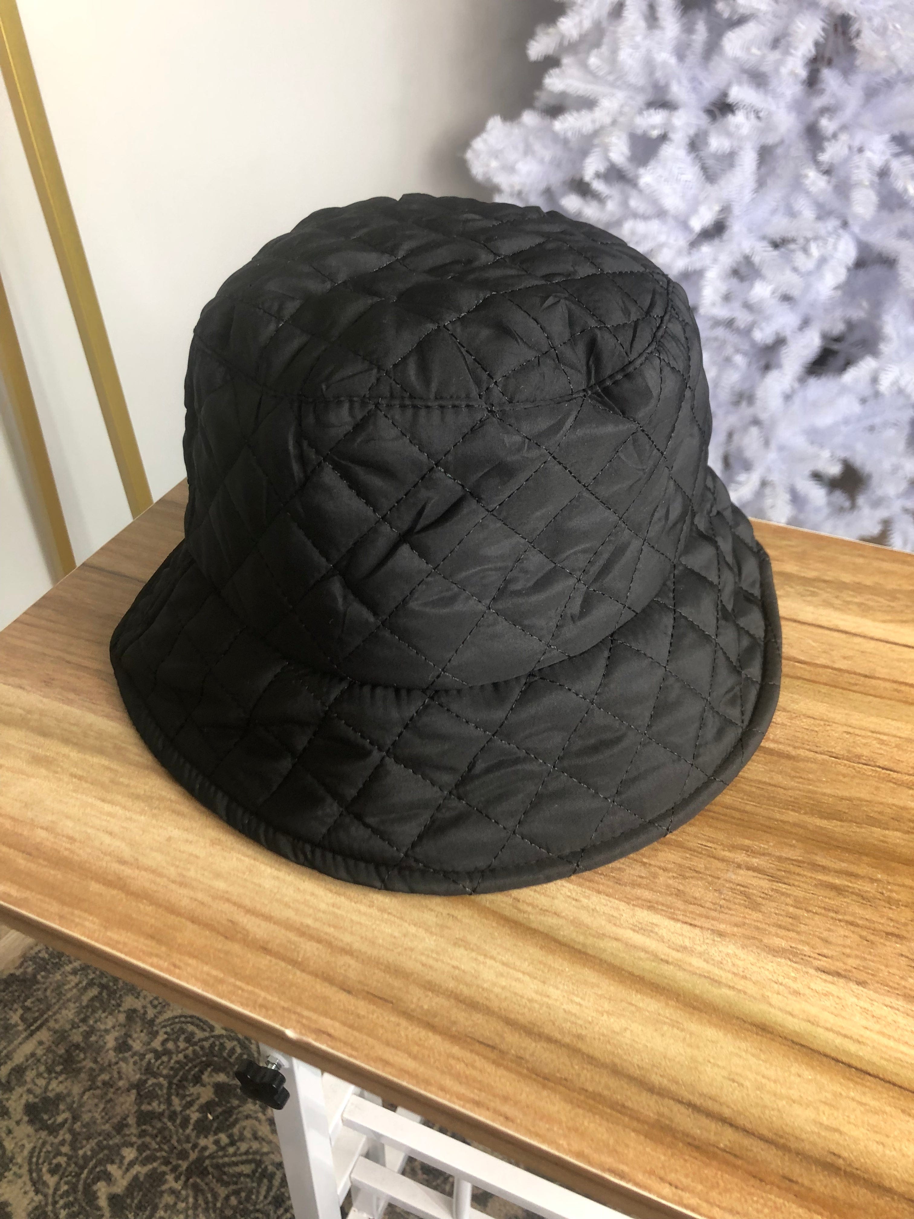 Black Quilted Bucket Hat