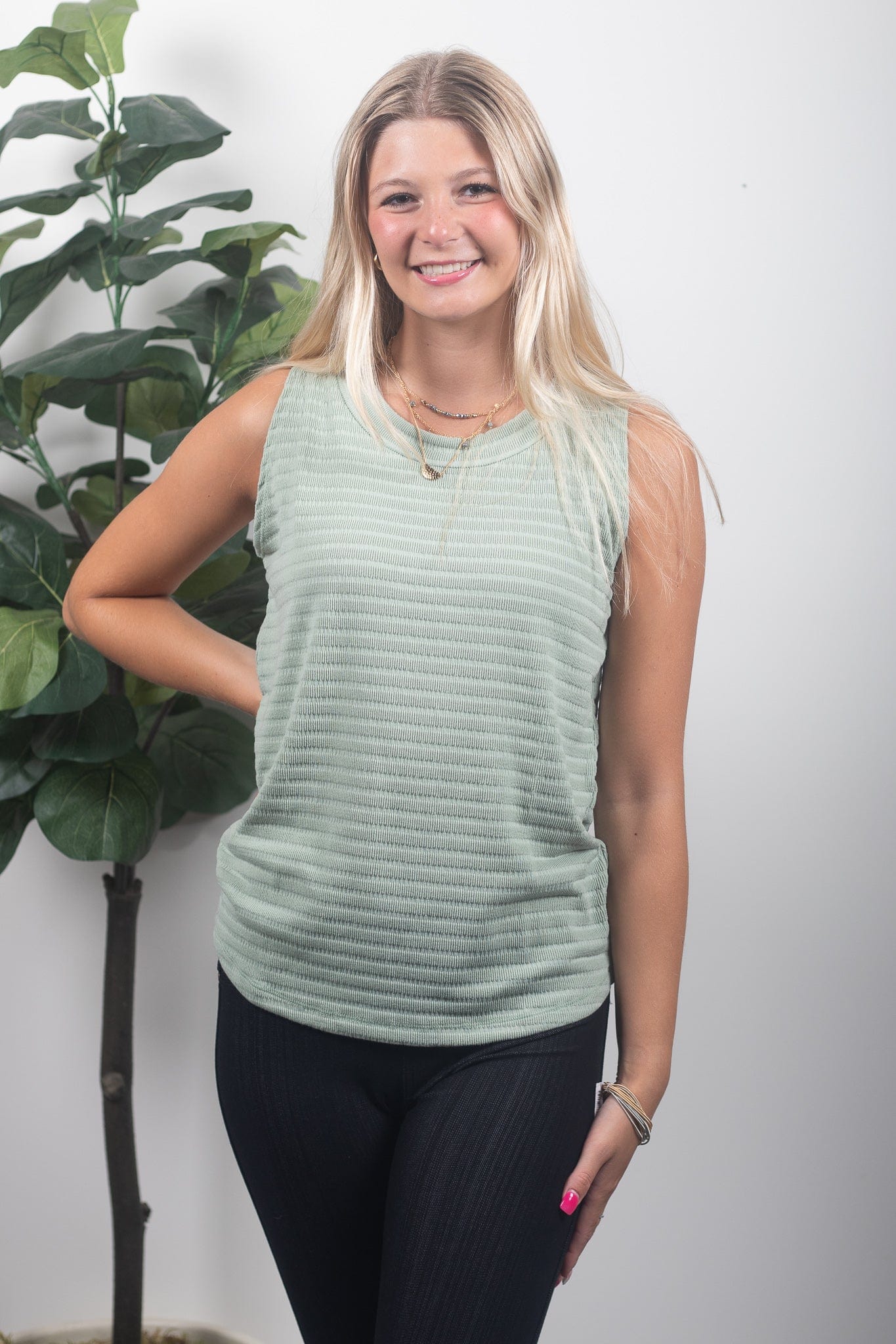 sage ribbed tank