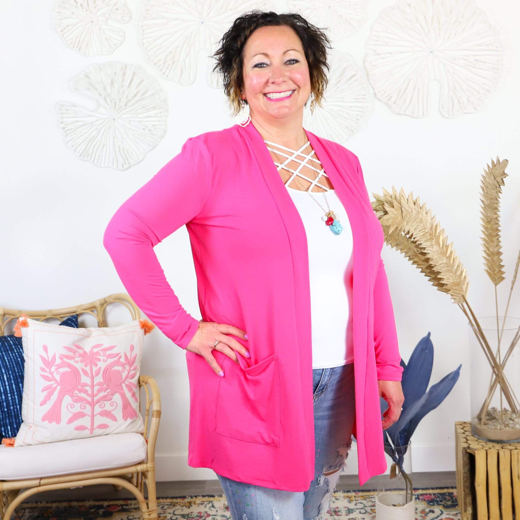 Slouchy Pocket Open Cardigan - Bright Collection