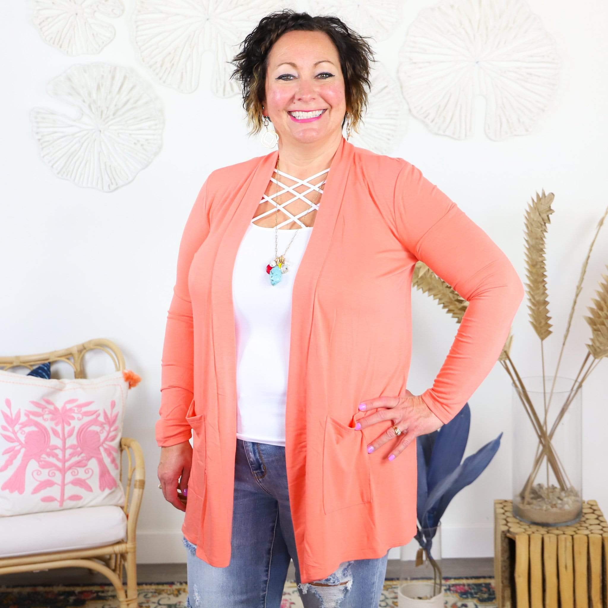 Slouchy Pocket Open Cardigan - Bright Collection