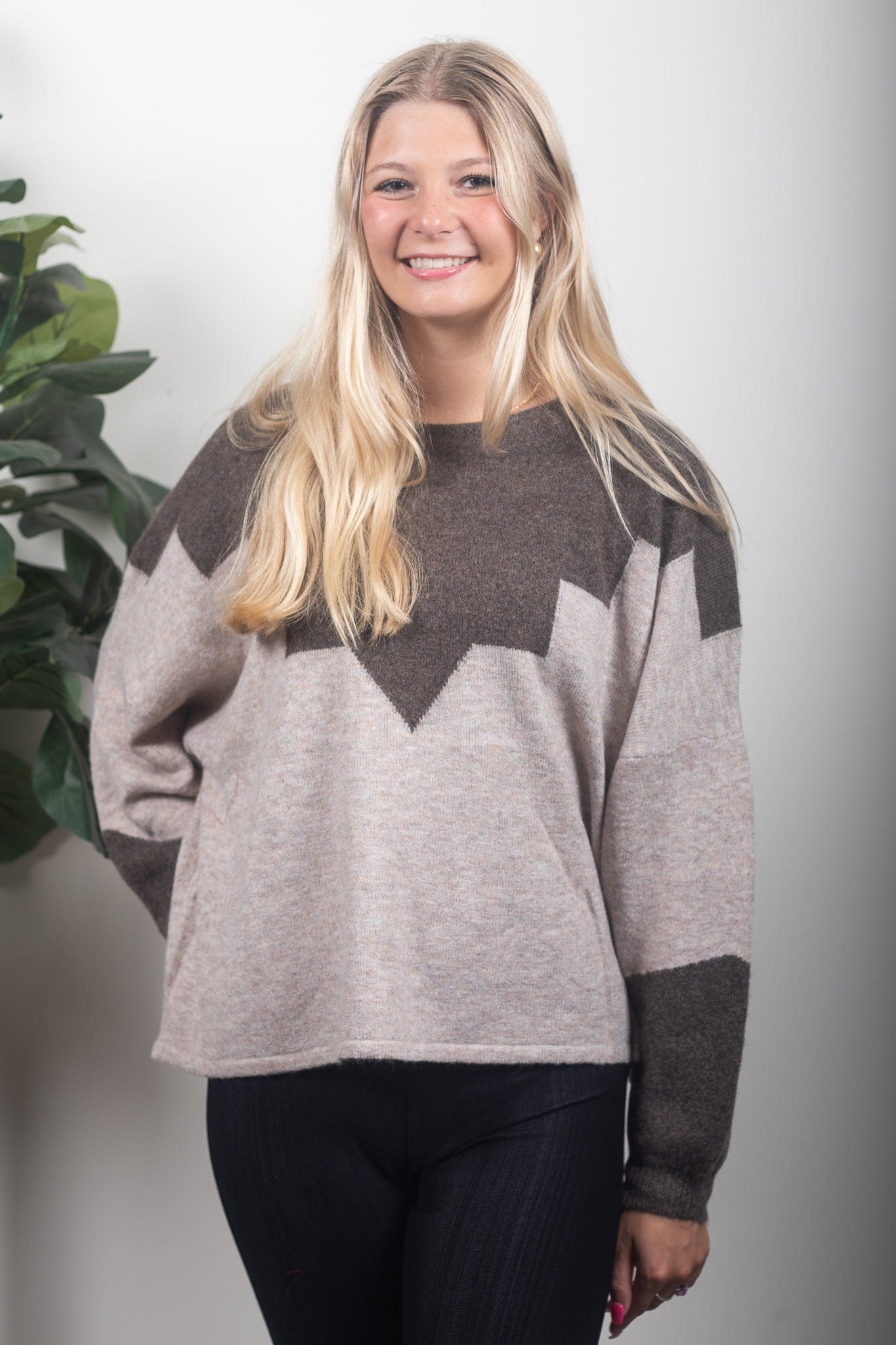 Geometric Color Block Pullover Sweater