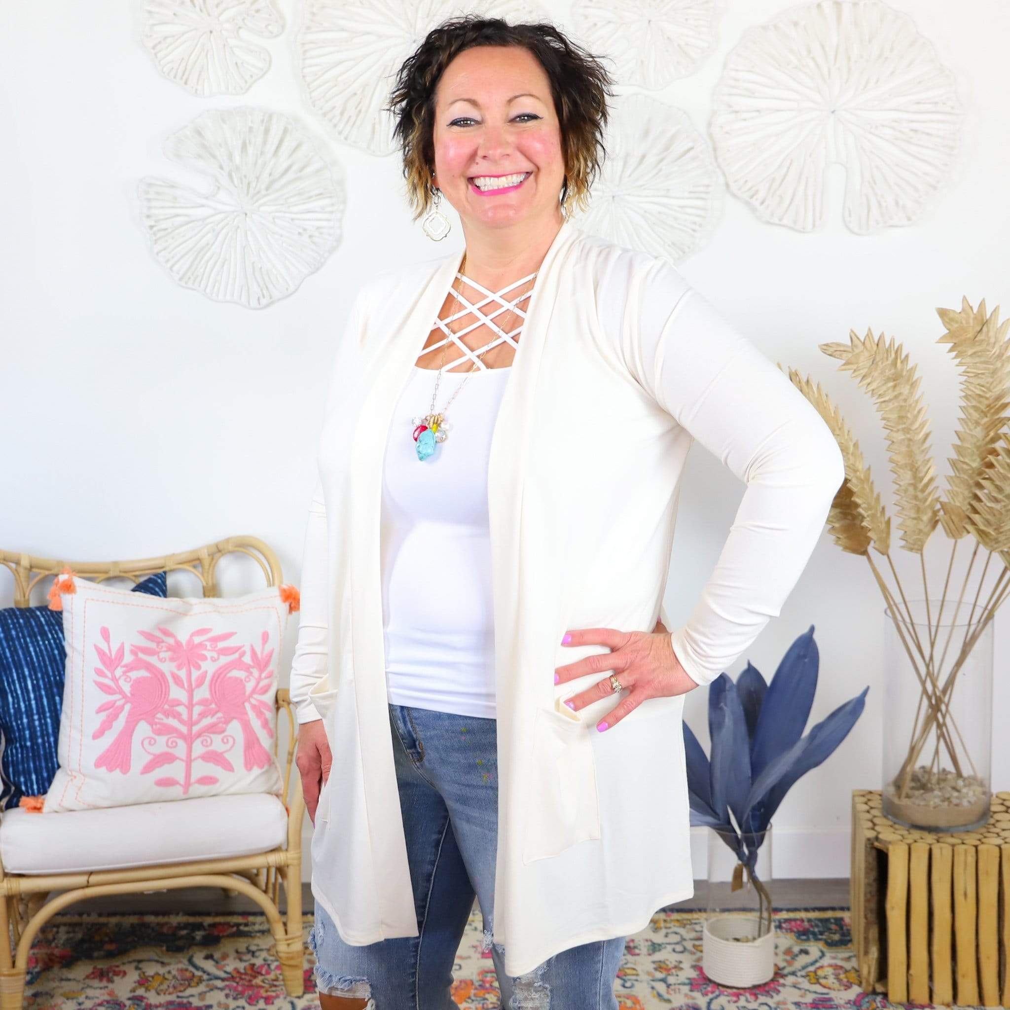 Slouchy Pocket Open Cardigan - Bright Collection