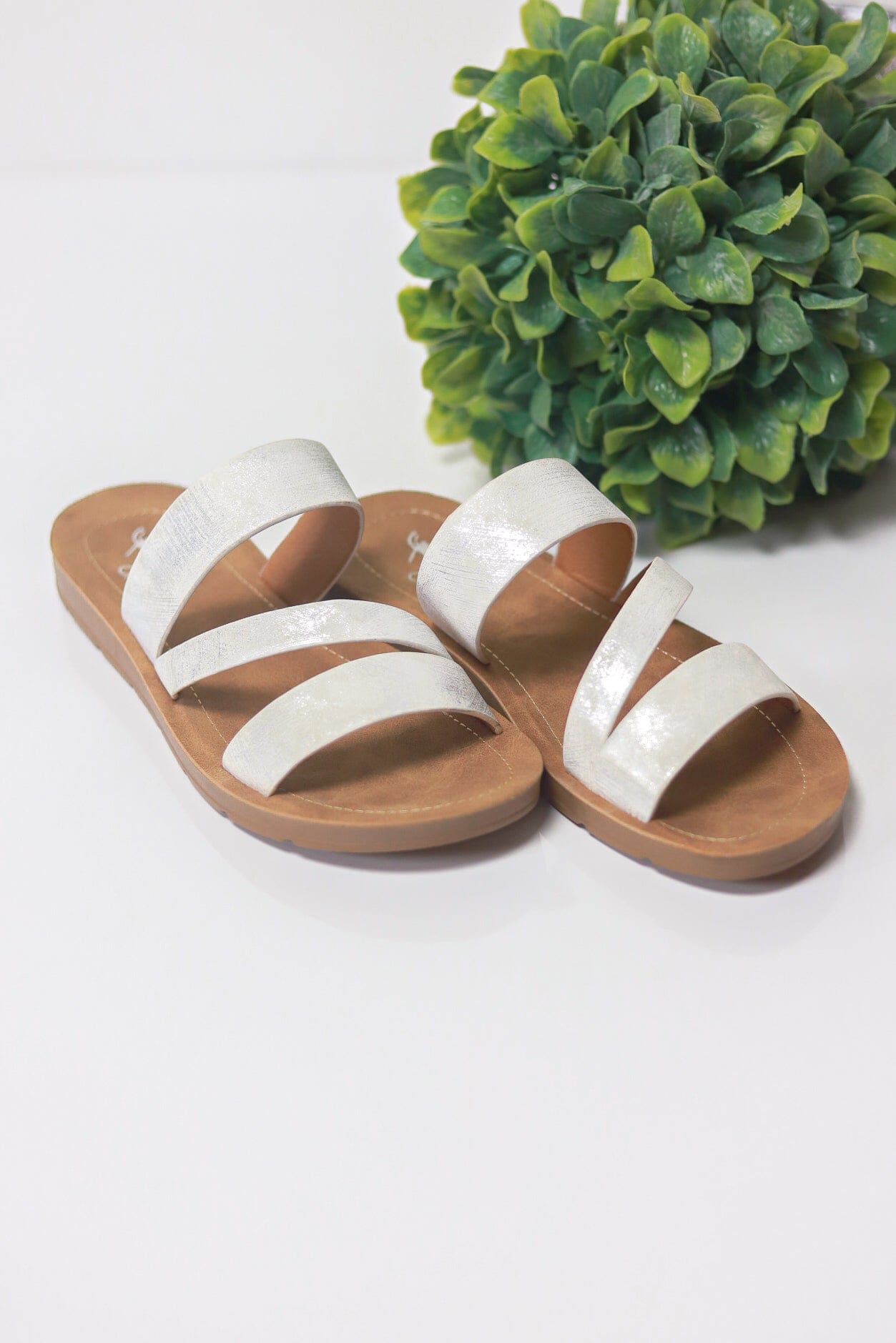 Lydia White Metallic Sandal
