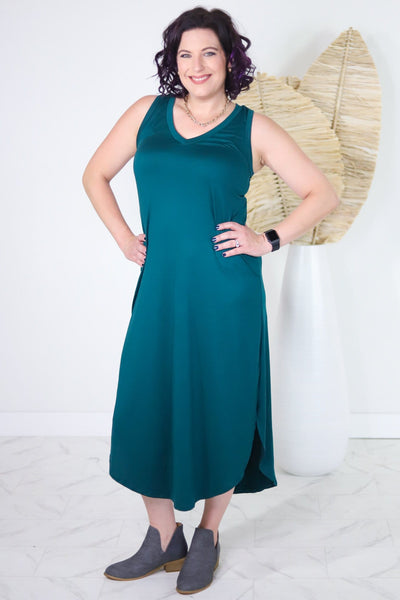Hunter Green Round Hem Dress