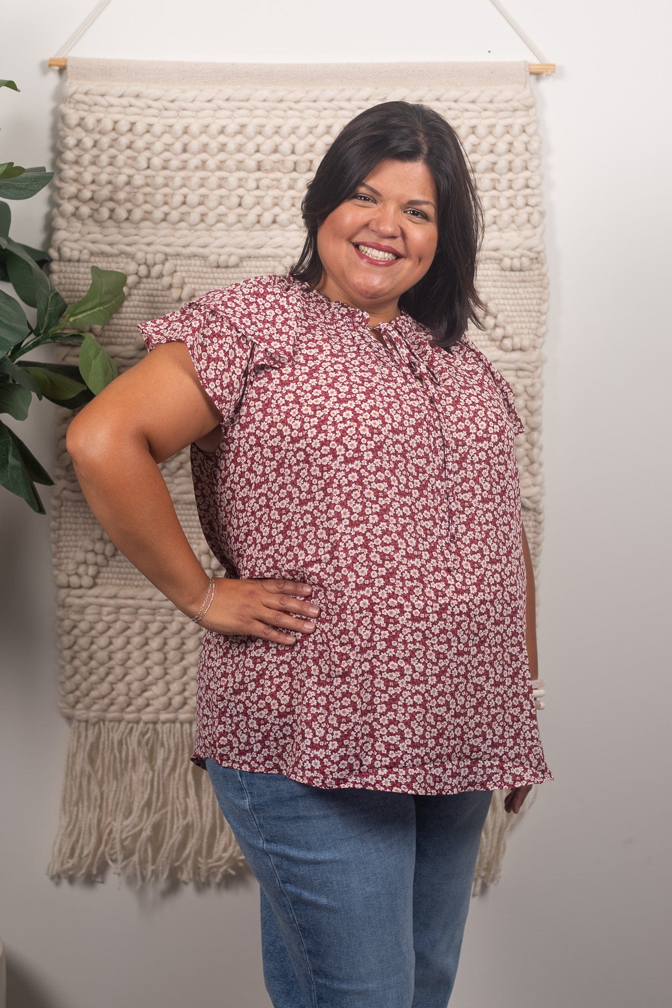 Wine Daisy Garden Blouse