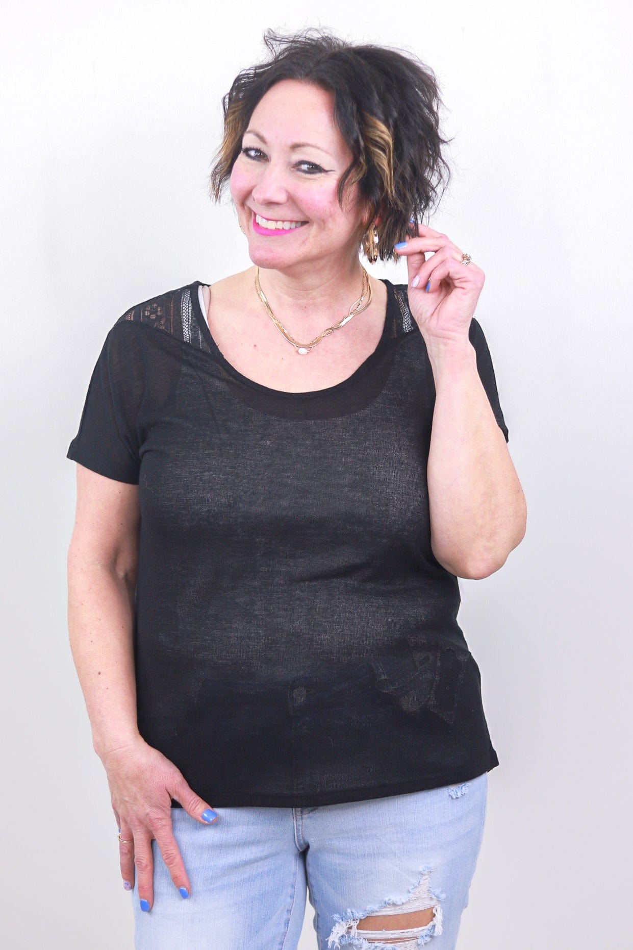 Black Lace Detail Top