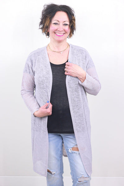 Gray Spring Fling Sheer Cardigan