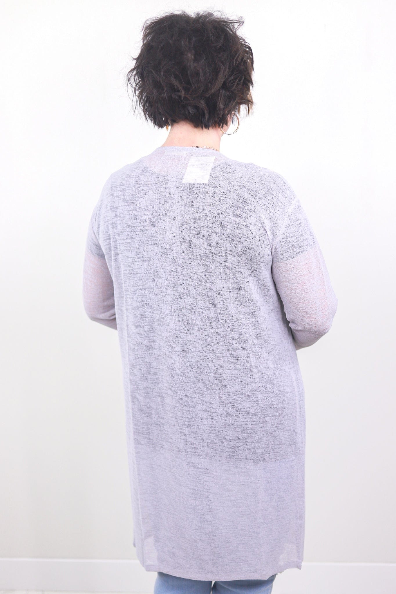 Gray Spring Fling Sheer Cardigan