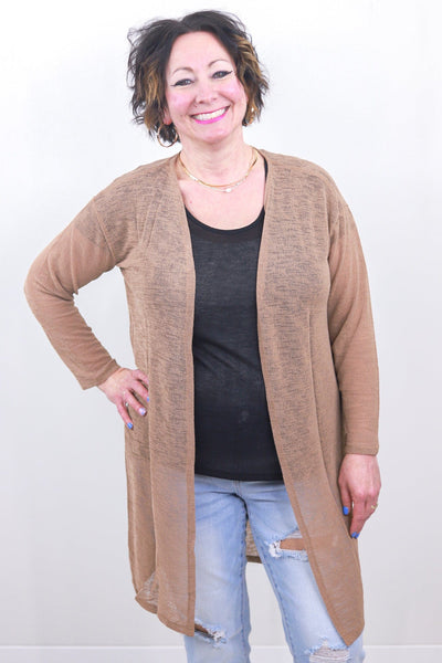Taupe Spring Fling Sheer Cardigan