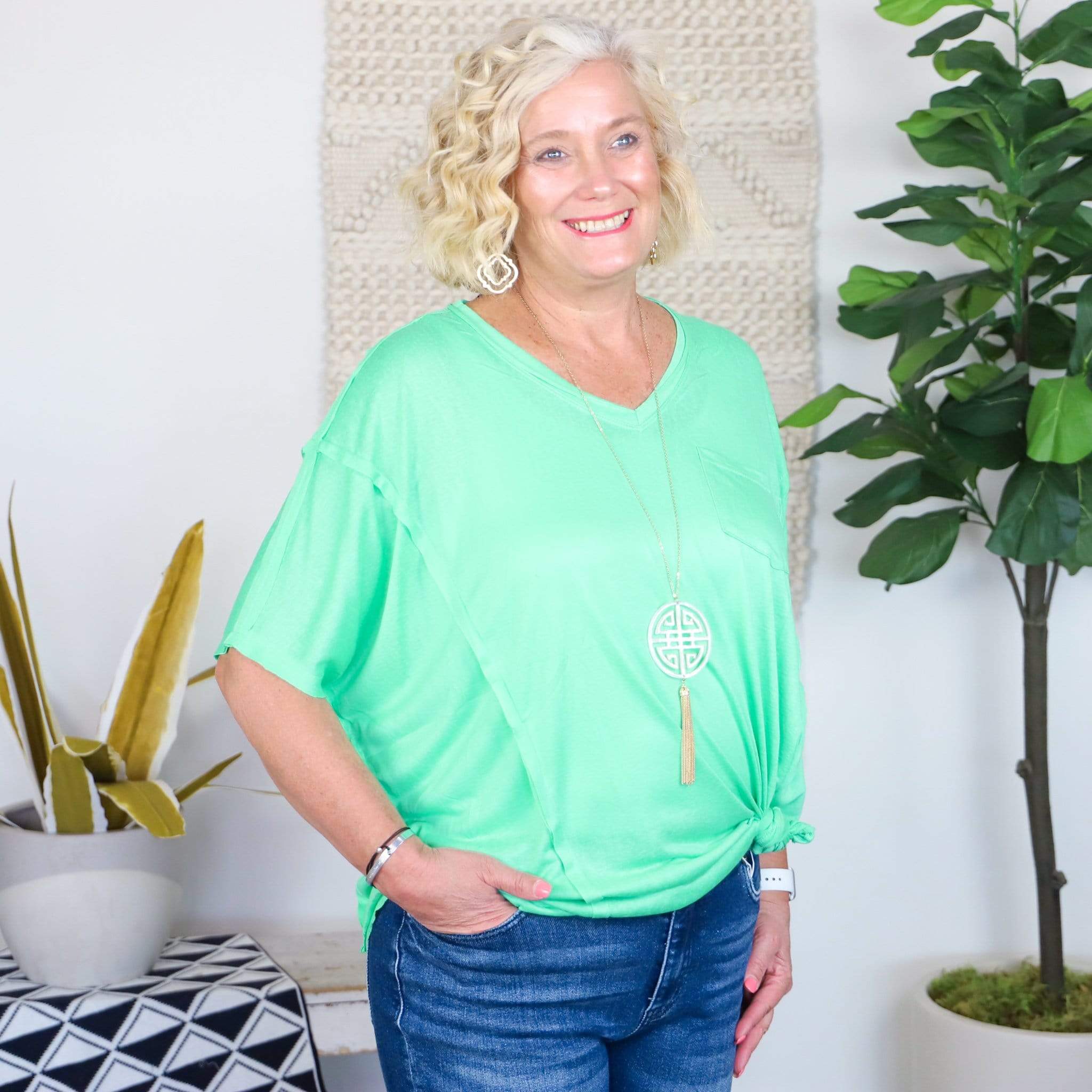 mint lose fit 3/4 sleeve shirt 