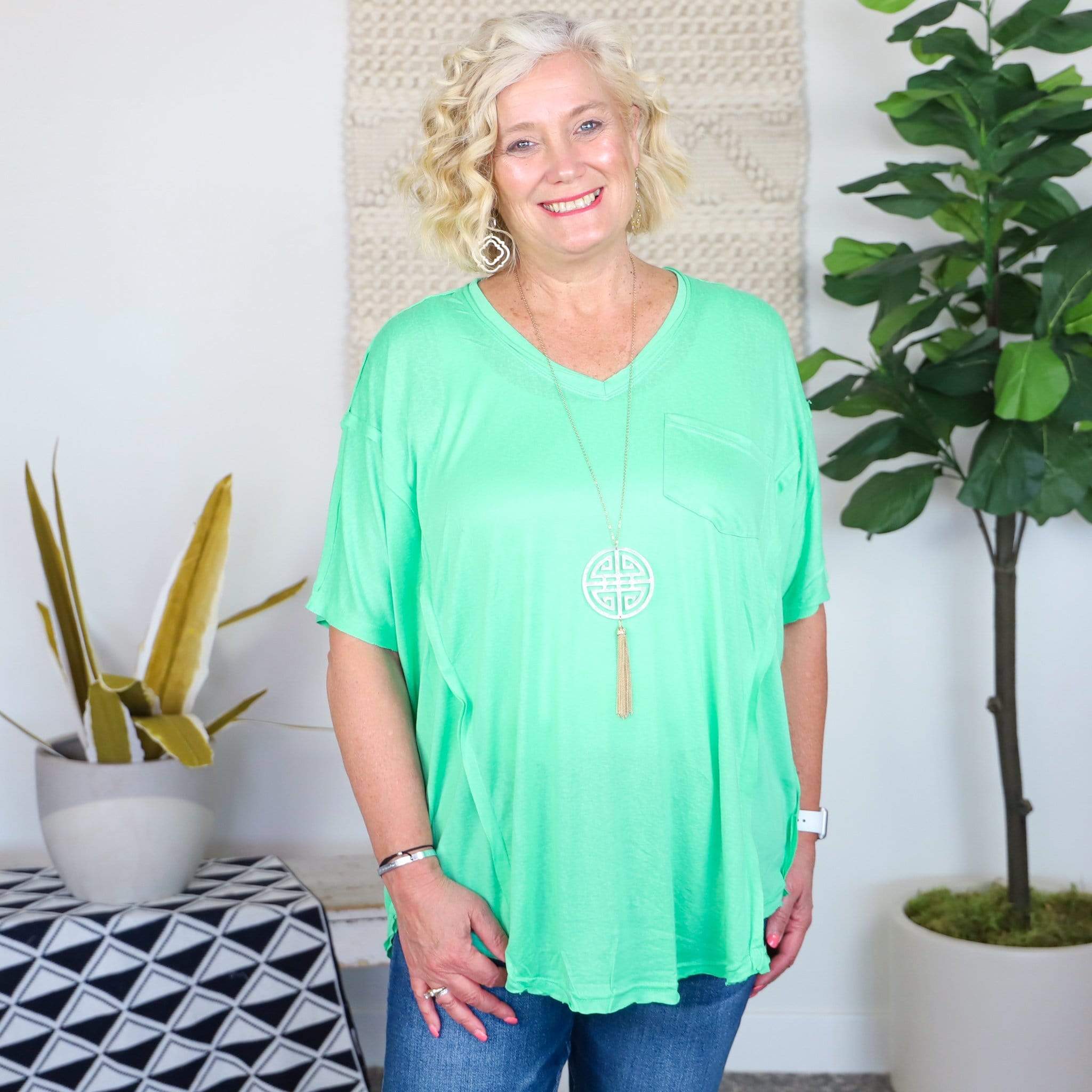 mint lose fit 3/4 sleeve shirt