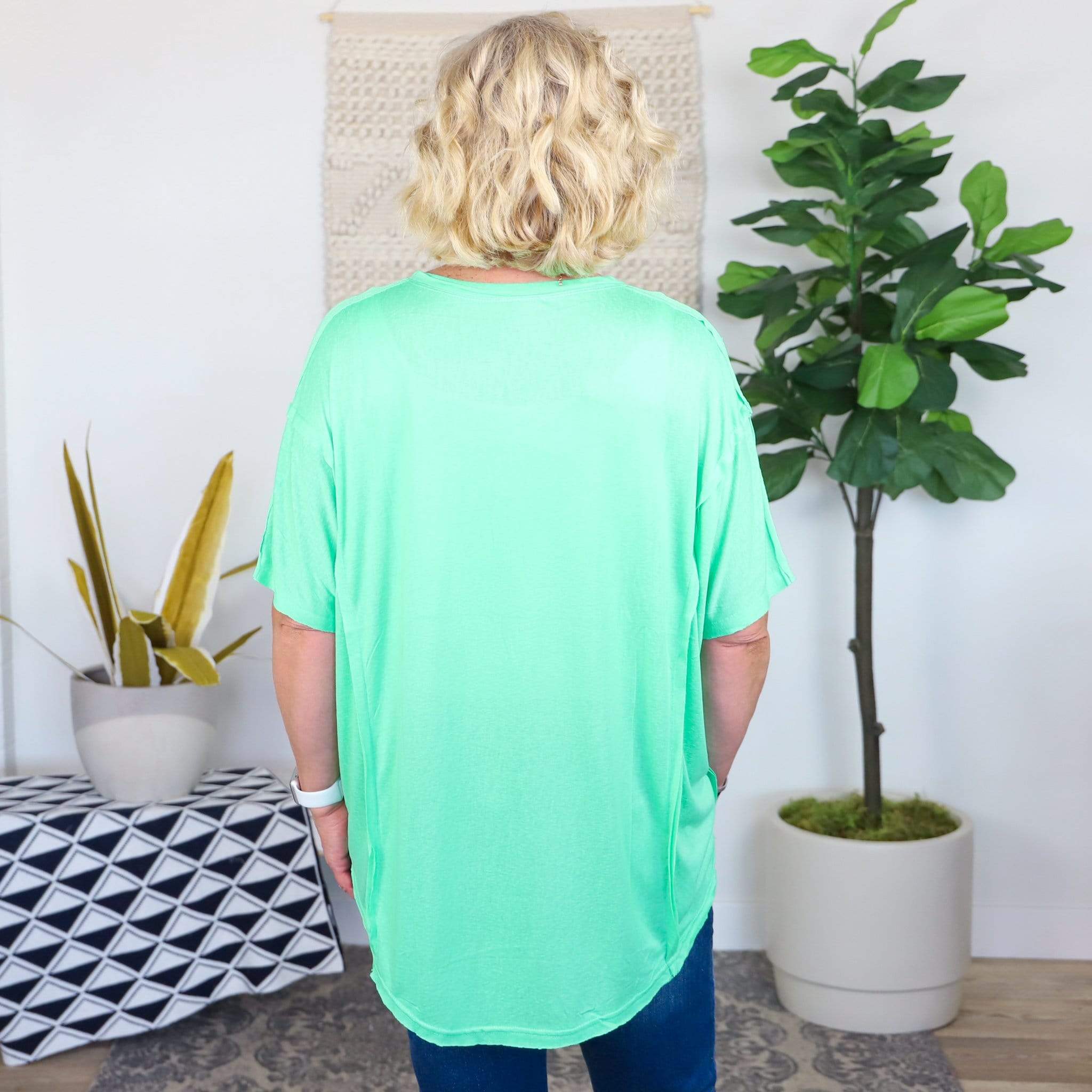 mint lose fit 3/4 sleeve shirt