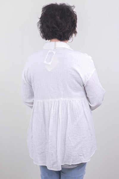 Ivory Textured Button Down Longsleeve