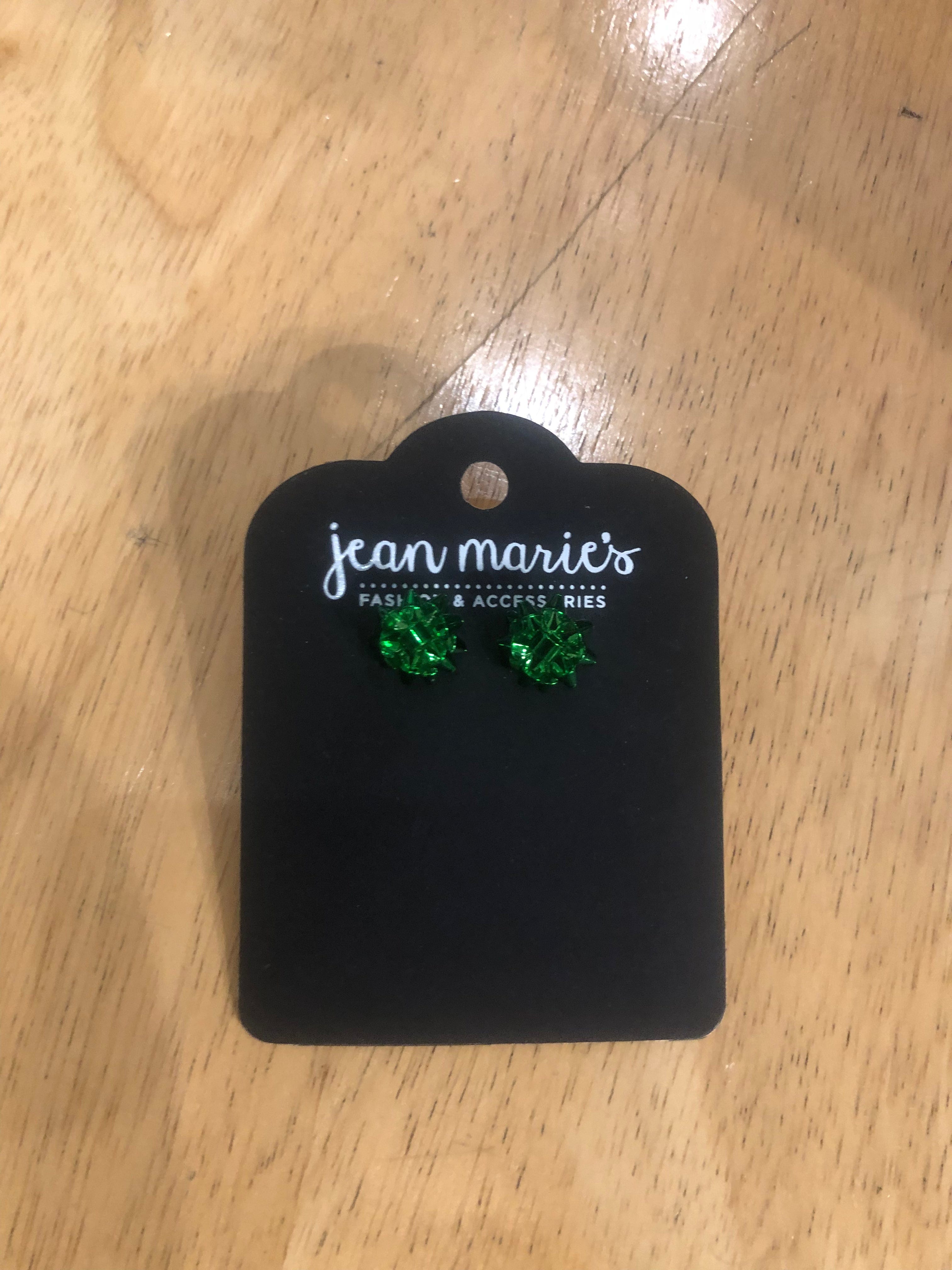 Green Medium Gift Bow Stud