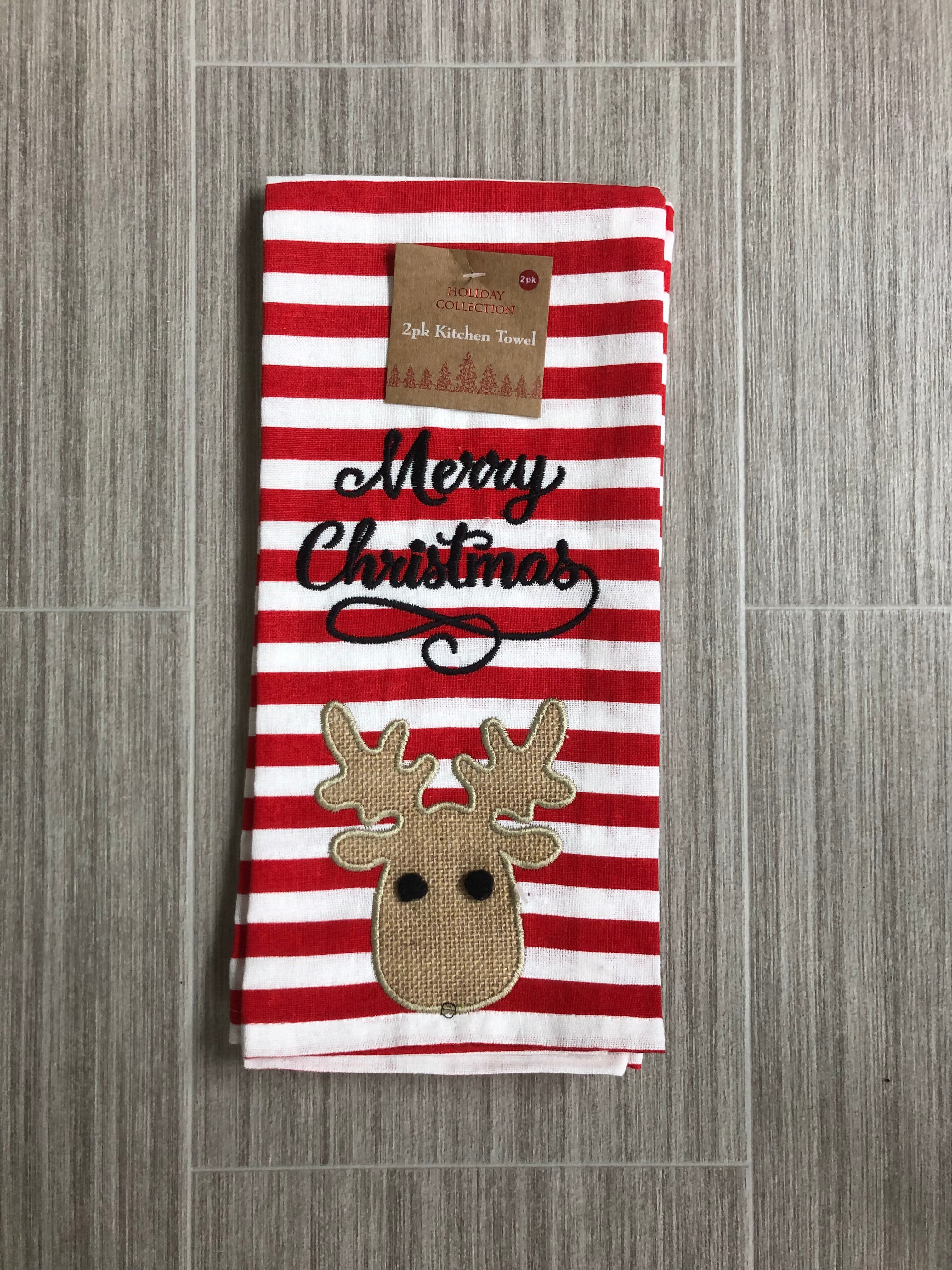 Holiday 2pc Embellished Tea Towels - Reindeer