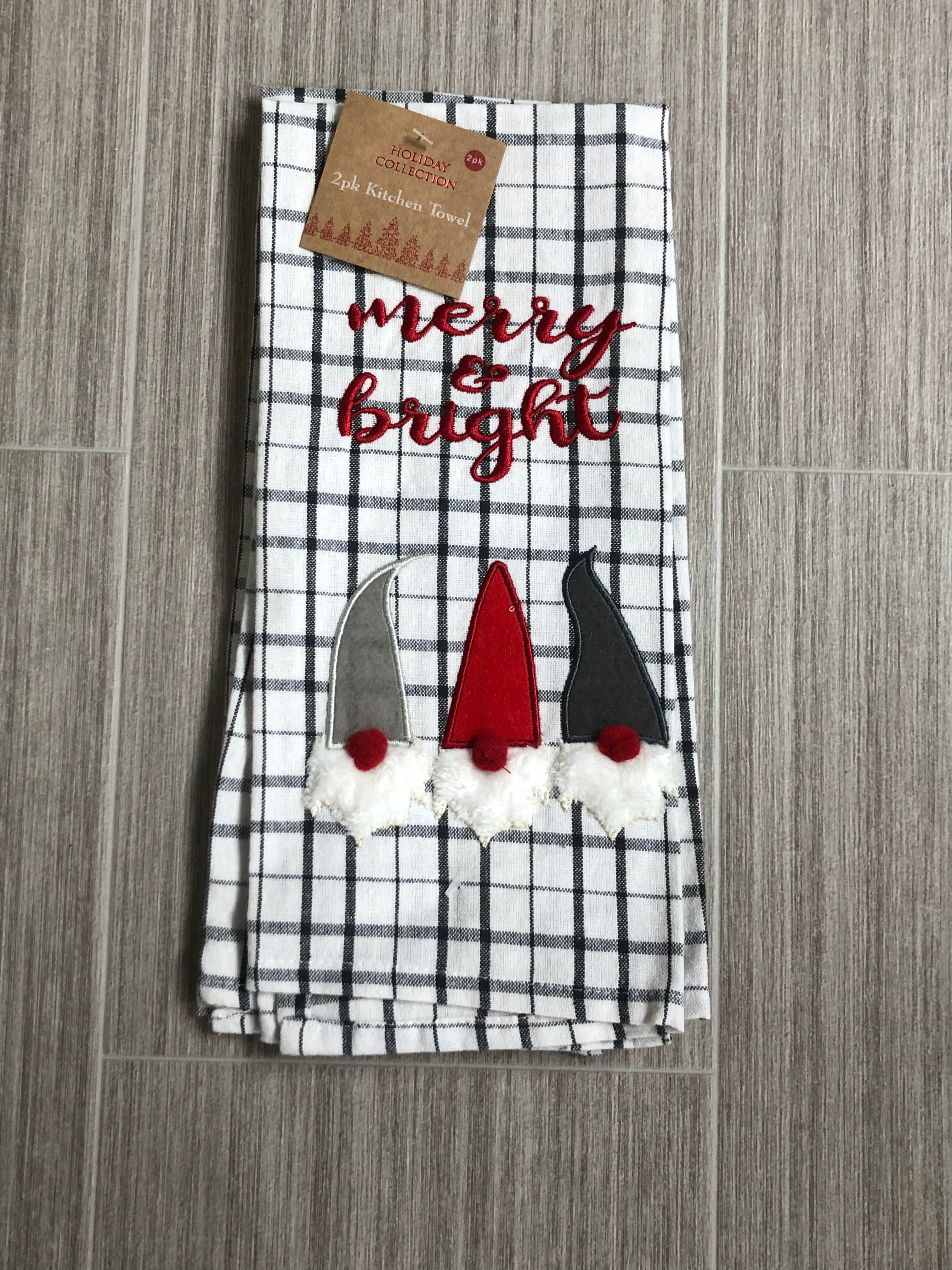 Holiday 2pc Embellished Tea Towels - Gnomes