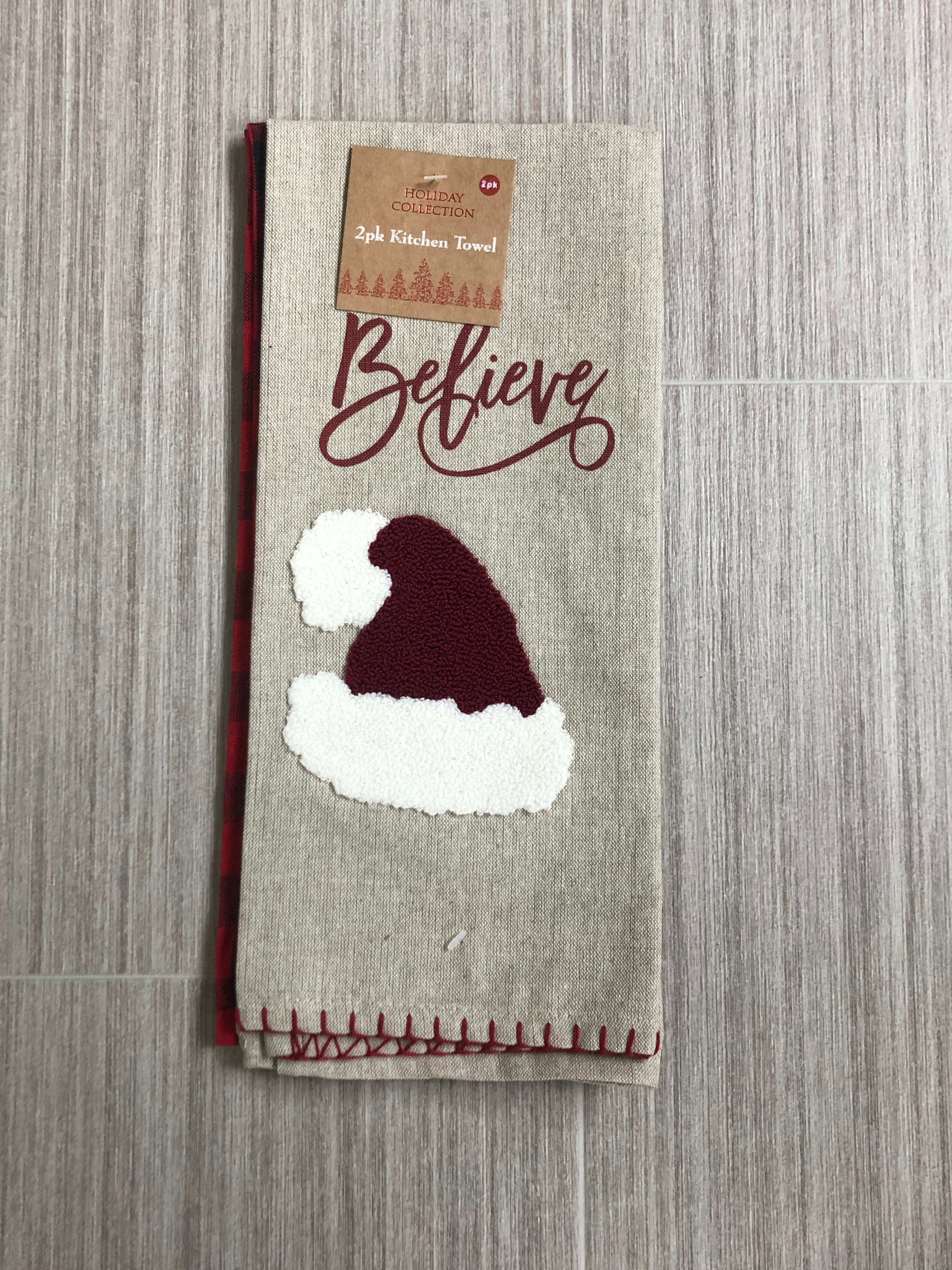 Holiday 2pc Embellished Tea Towels - Santa Hat