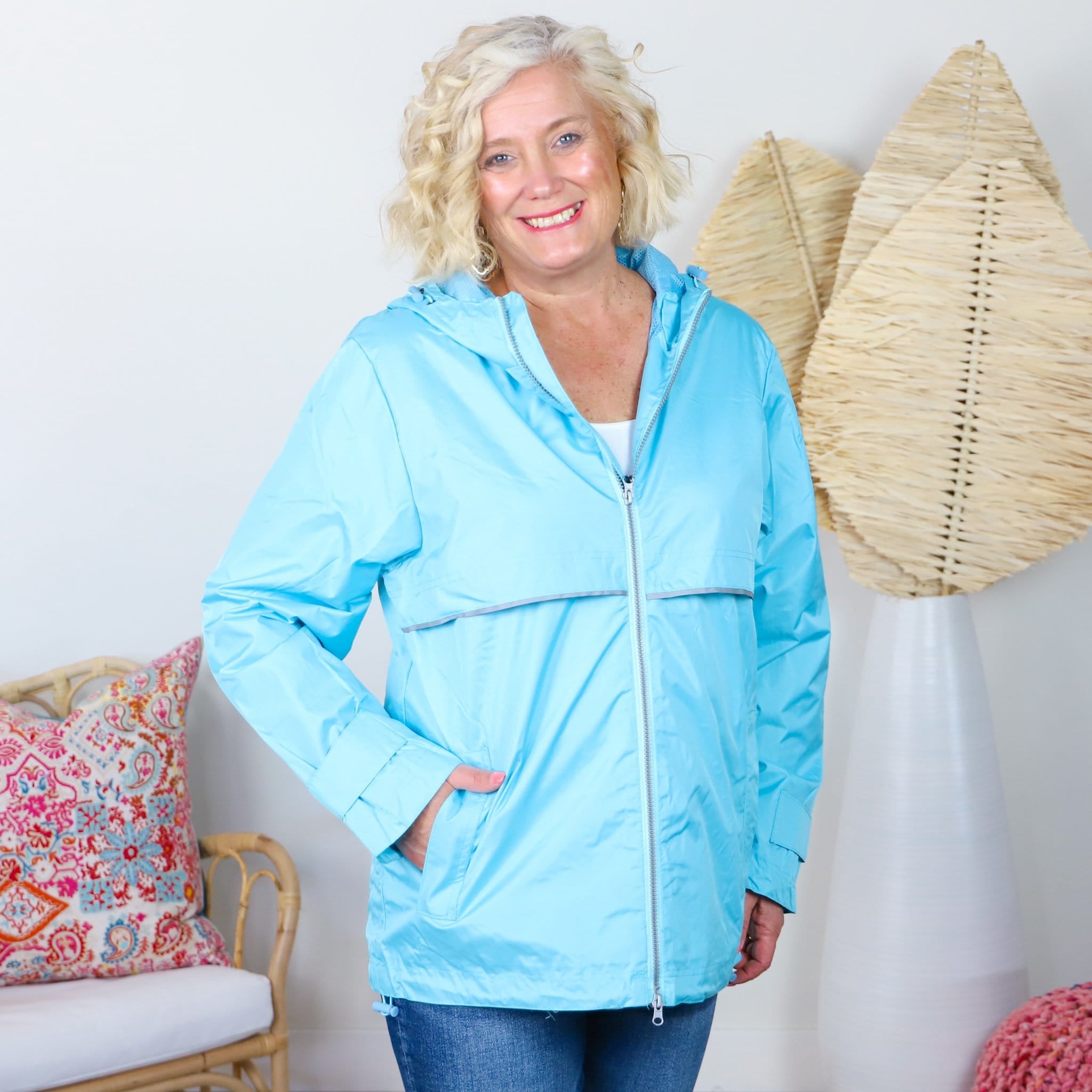 Hooded Cape Front Reflective Rain Jacket