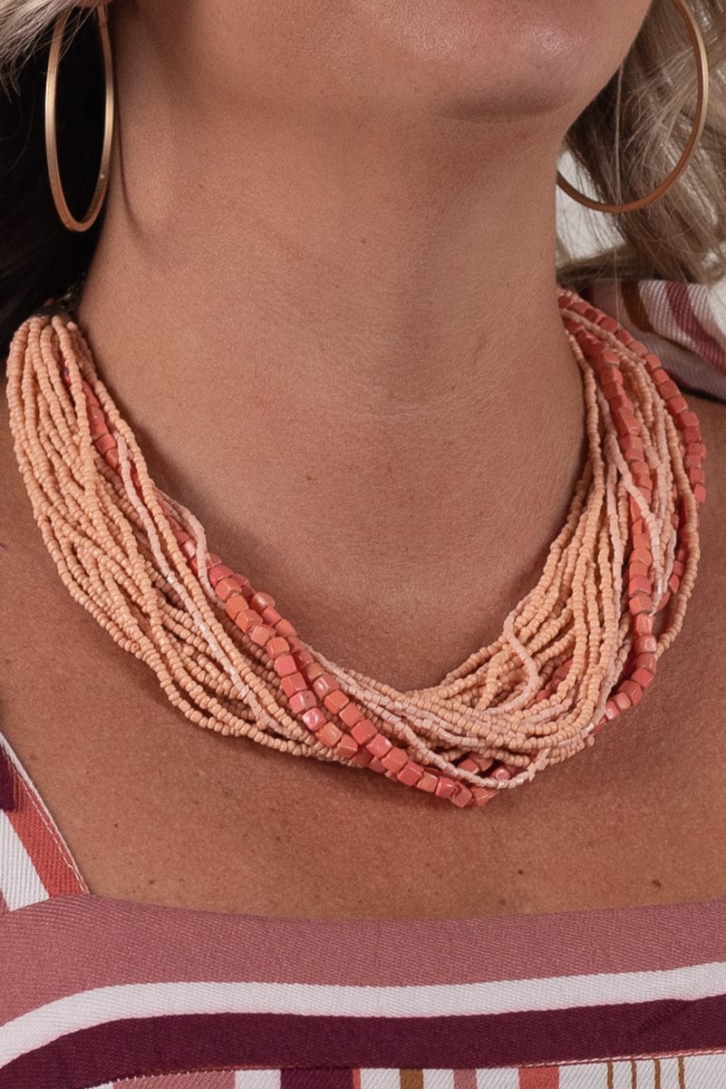 Coral Beaded Statement Necklace